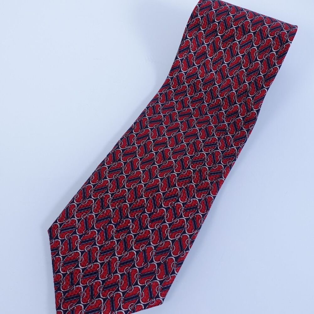 Bardelli Roma Mens Necktie Tie 100% Italian Silk Geometric Red Black Gold w/ Tag